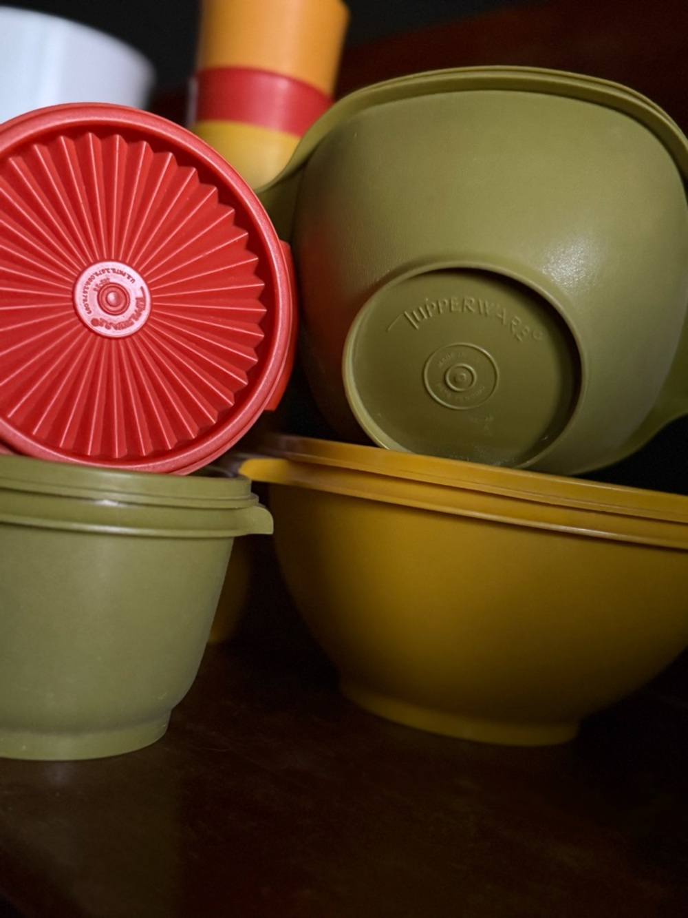 Vintage Tupperware
Colorful - Yellow, Olive, Coral